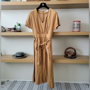 Madewell Linen-Blend Dolman-Sleeve Tie-Waist Midi Dress NWOT